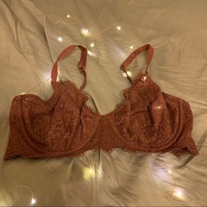 AERIE RUST COLORED LACE UNLINED BRA